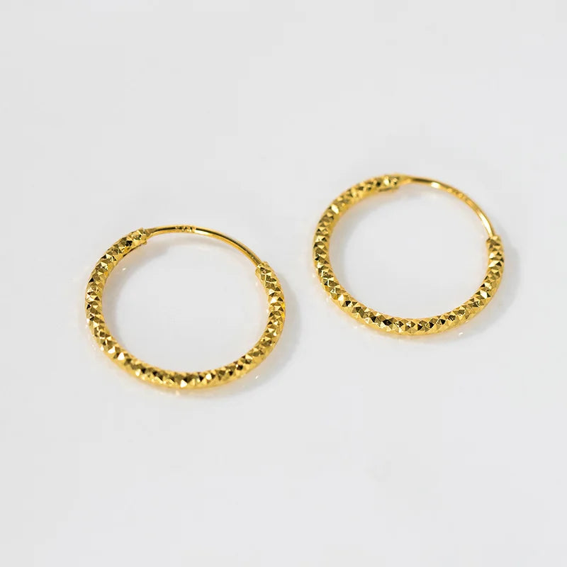 Runda Hoop Örhängen 925 Silver - 18K Guldplätering Damörhängen