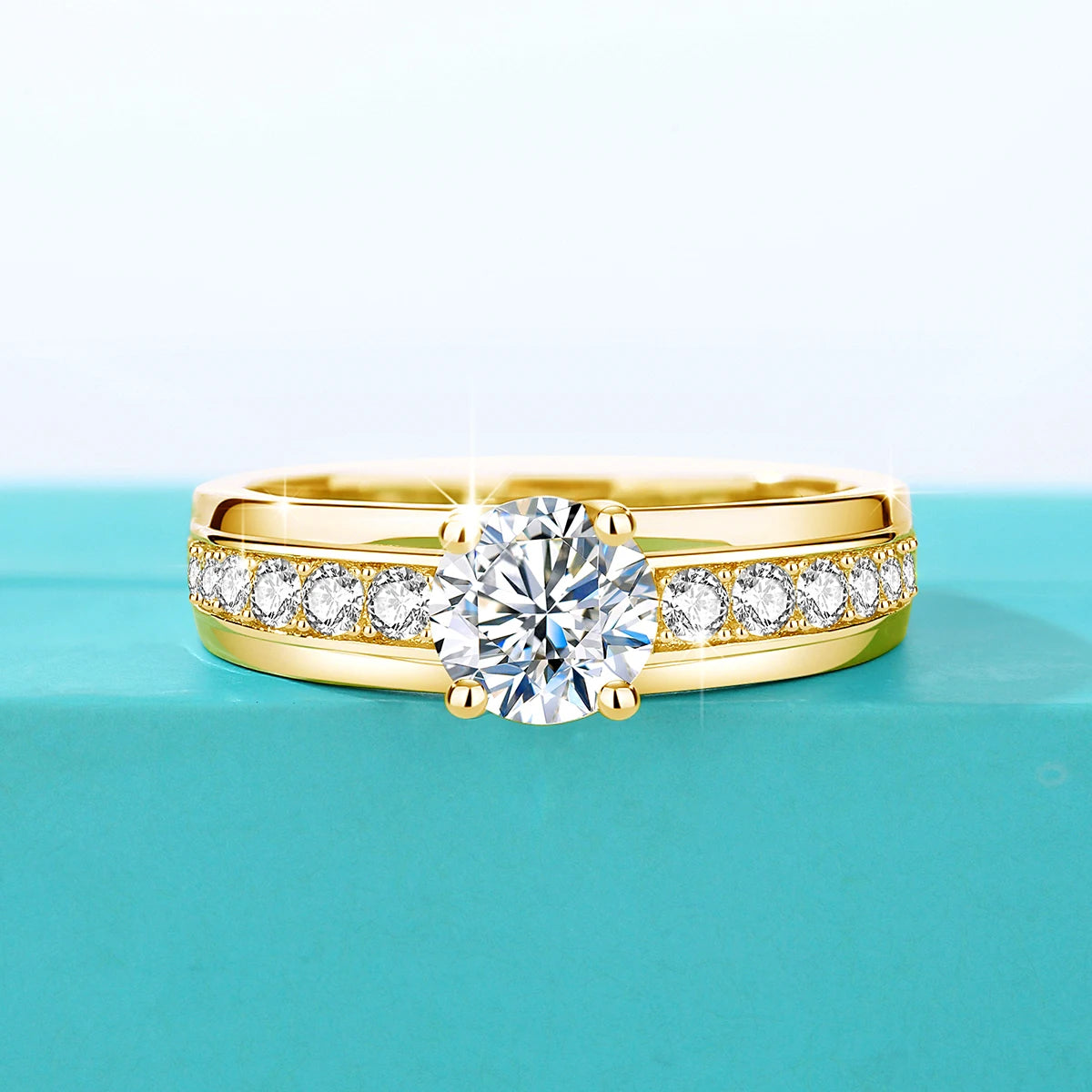 Damring i 925 Silver med 1ct Moissanite