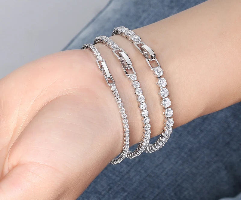 Tennis Armband 2-4mm Zirconia - 925 Silver 14K Guldplätering