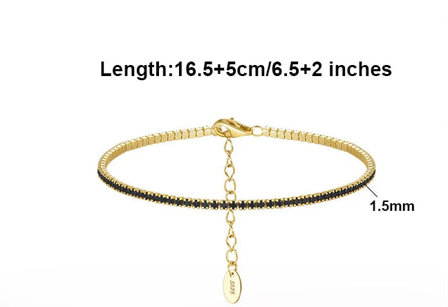 Tennis Armband 1.5mm Zirconia - 925 Silver 14K Guldplätering