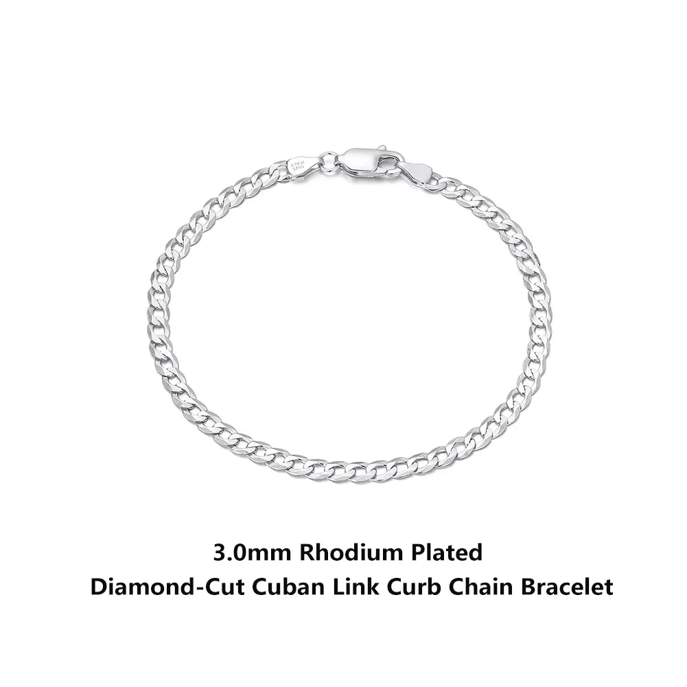 Cuban Chain Armband 3mm 925 Silver - 18K Guldplätering Unisex
