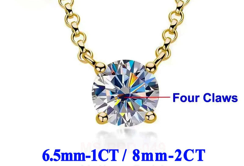 Moissanite Halsband 1-2ct - 925 Sterling Silver Guldplätering