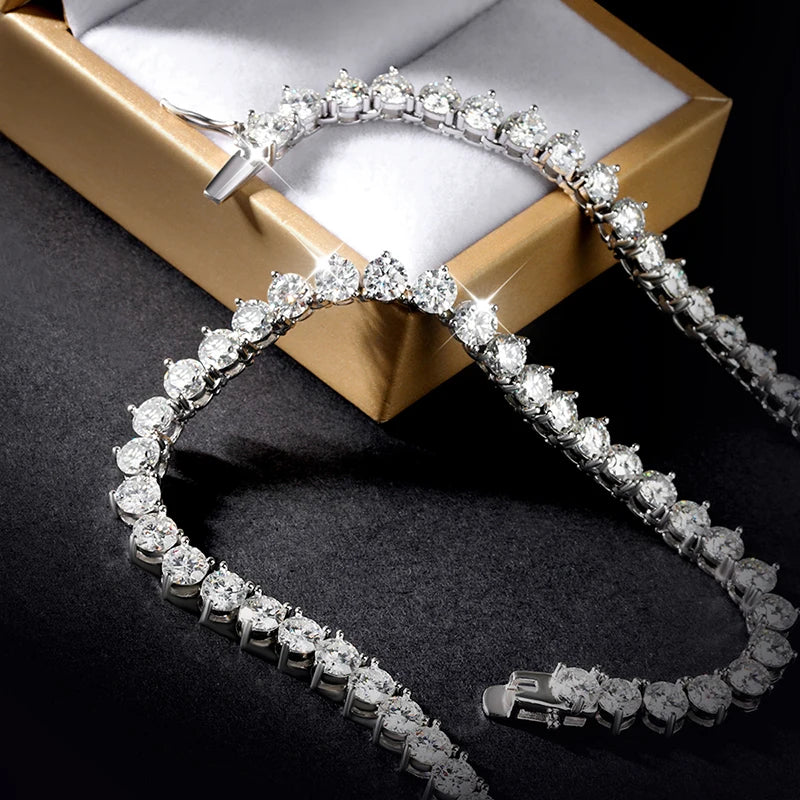 Moissanite Tennishalsband 3-5mm - 925 Silver 18K vit guldplätering