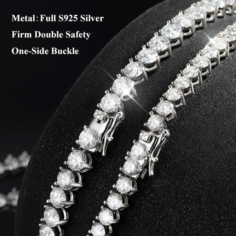 Moissanite Tennishalsband 3-5mm - 925 Silver 18K vit guldplätering