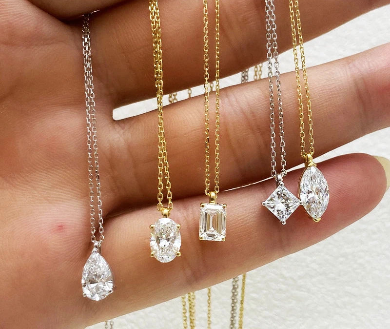 Moissanite Halsband 1-2ct - 925 Sterling Silver Guldplätering