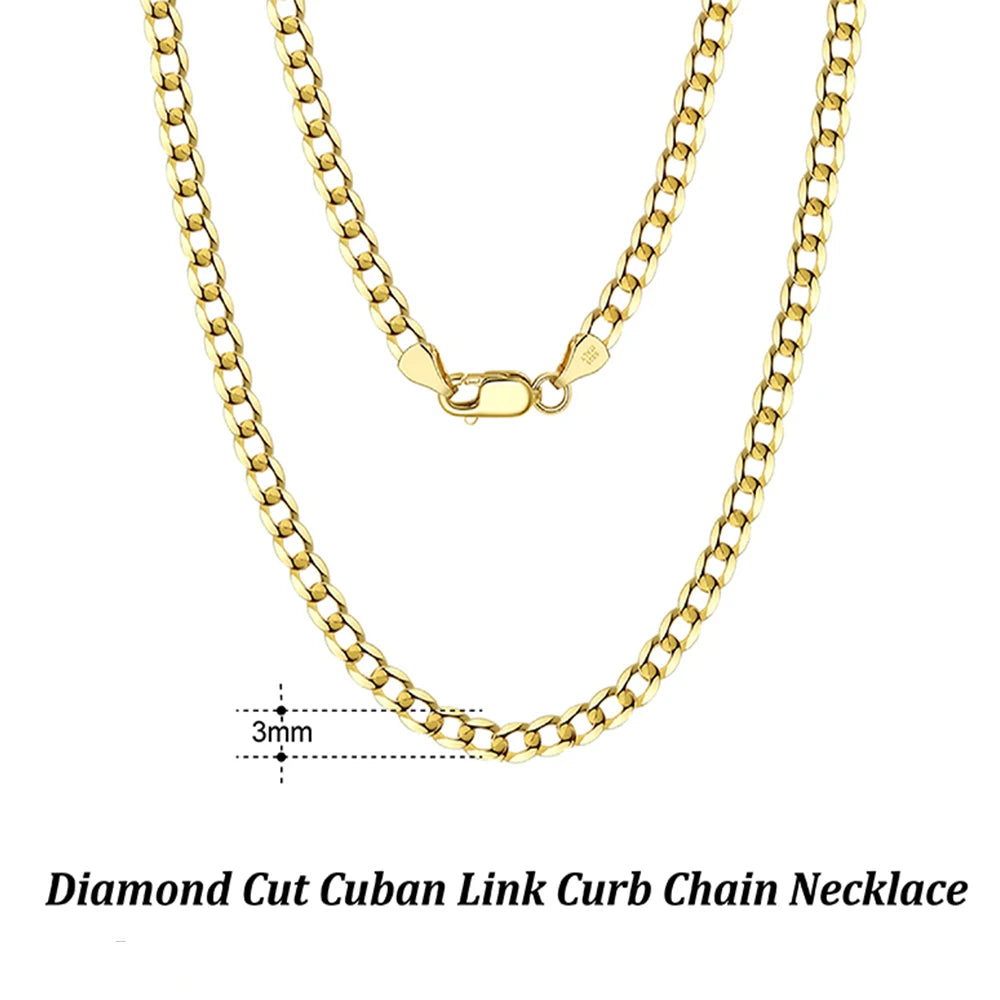 Cuban Link Armband 3-5mm Diamond Cut - 925 Silver 18K Guld