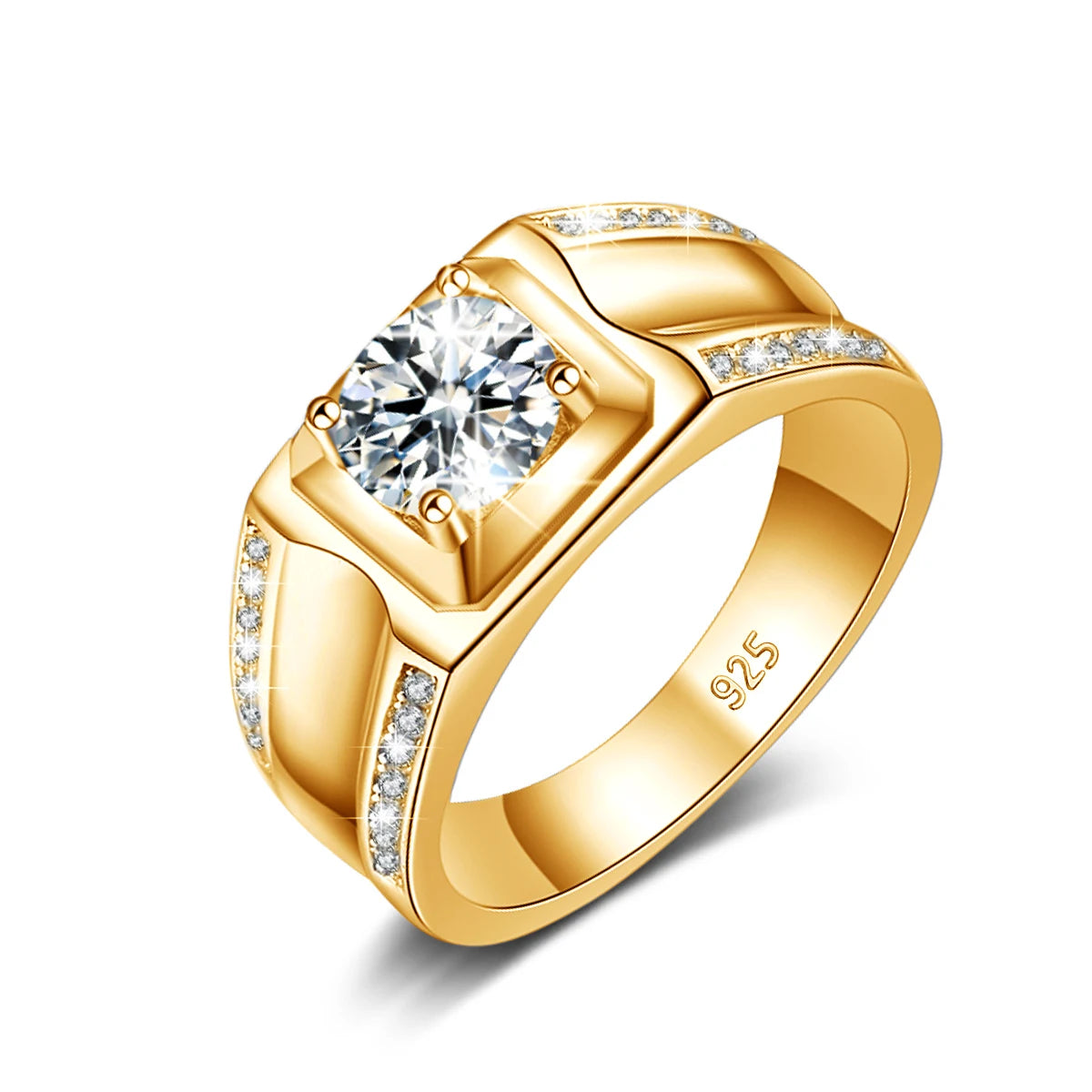 Herr ring Moissanite 925 Silver - Vigselring