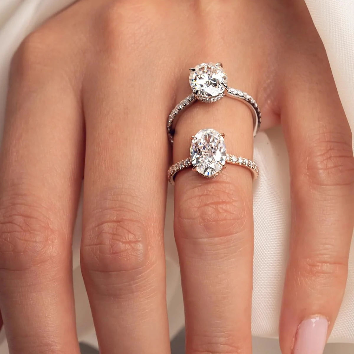 Förlovningsring 2ct Oval Moissanite 925 Silver