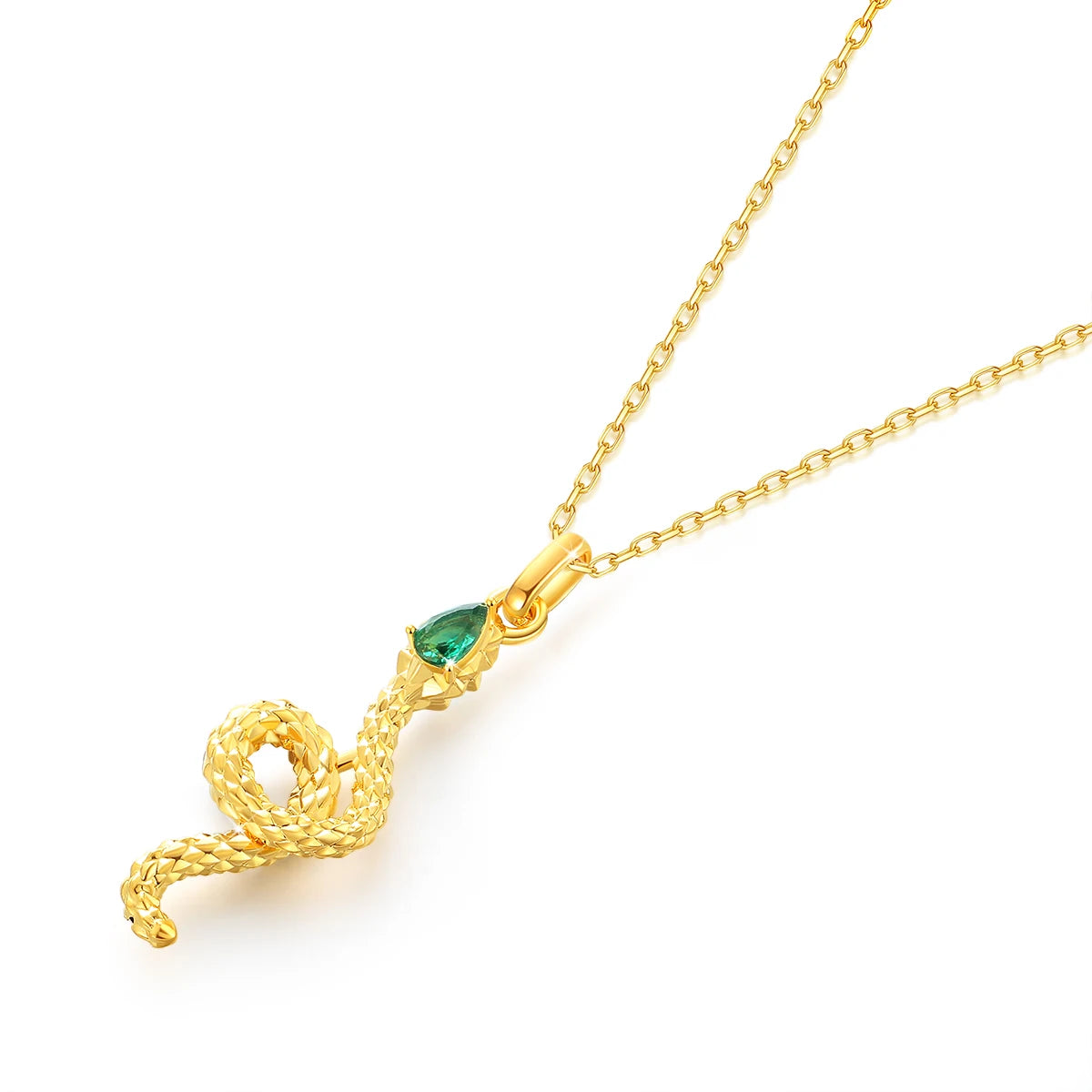 Halsband i Äkta 18K Guld med Smaragd - Ormhänge