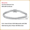 Moissanite Tennis Armband Rhombus 1.2mm D-färg - 925 Silver 18K Plätering