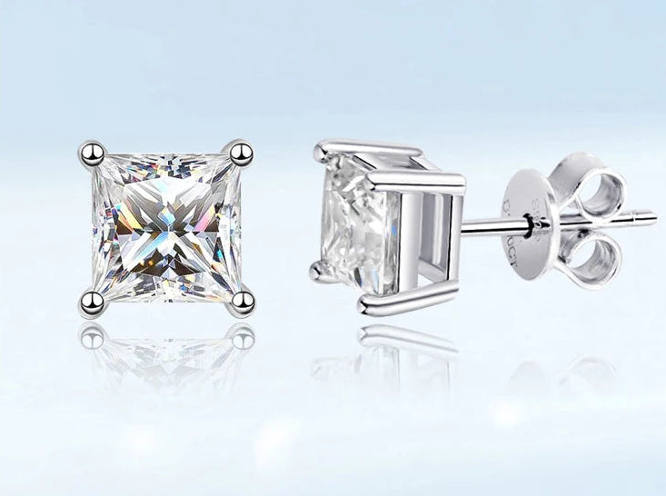 Princess Cut Moissanite Örhängen 1ct - 925 Sterling Silver