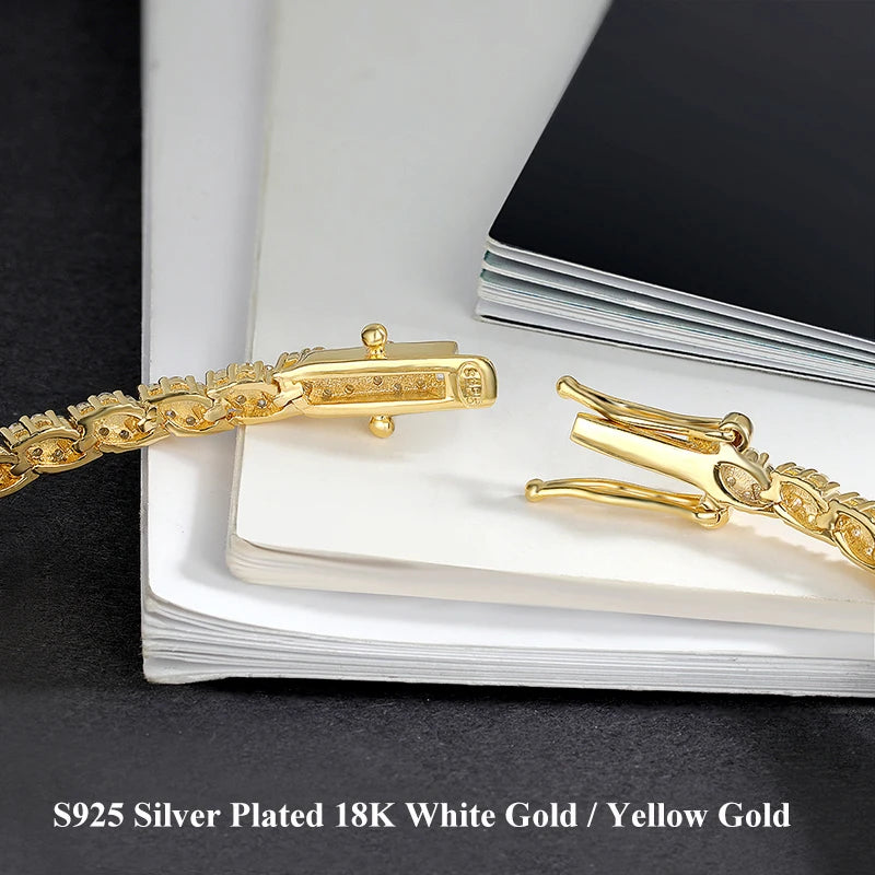 Moissanite Tennis Armband Rhombus 1.2mm D-färg - 925 Silver 18K Plätering