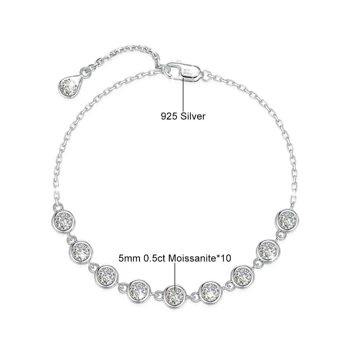 Armband i 925 Silver med Moissanite 0.5ct