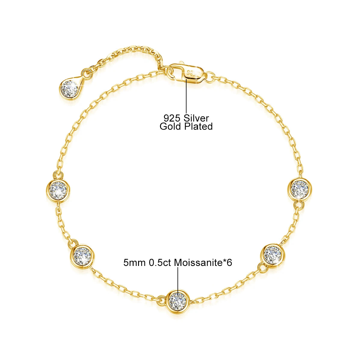 Armband i 925 Silver med Moissanite 0.5ct