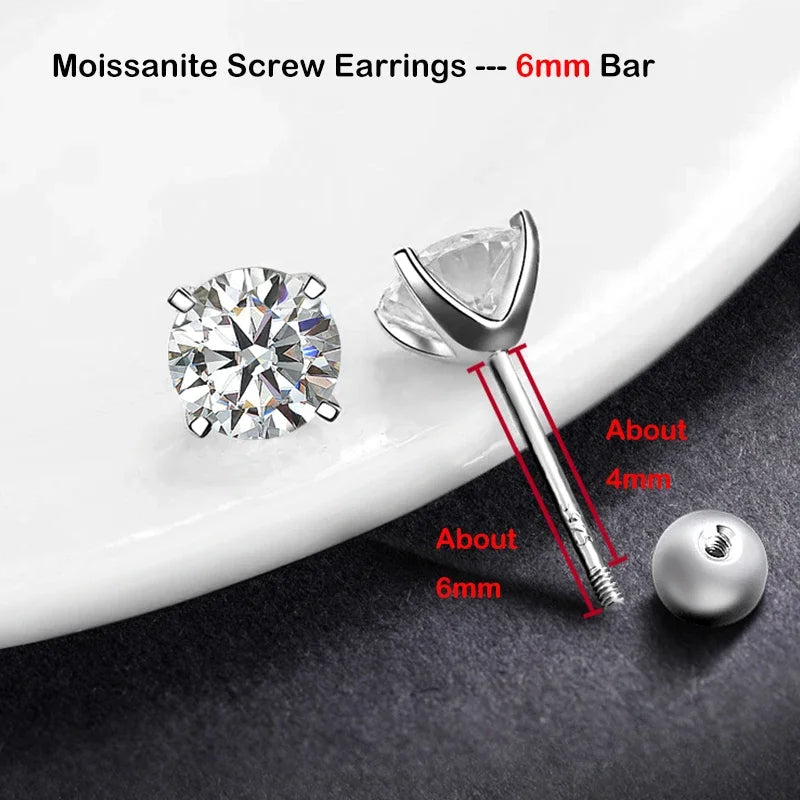 Moissanite Örhängen 0.2-2ct D-färg - 925 Silver 18K vit guldplätering