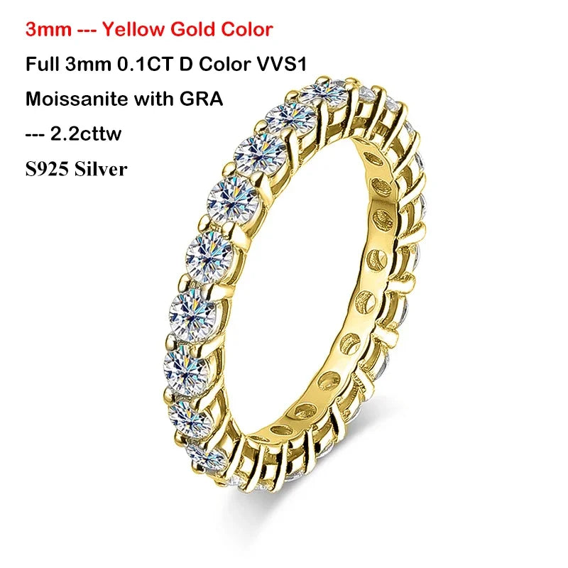 Moissanite Evighetsring 2.2ct - 925 Silver 18K Guldplätering