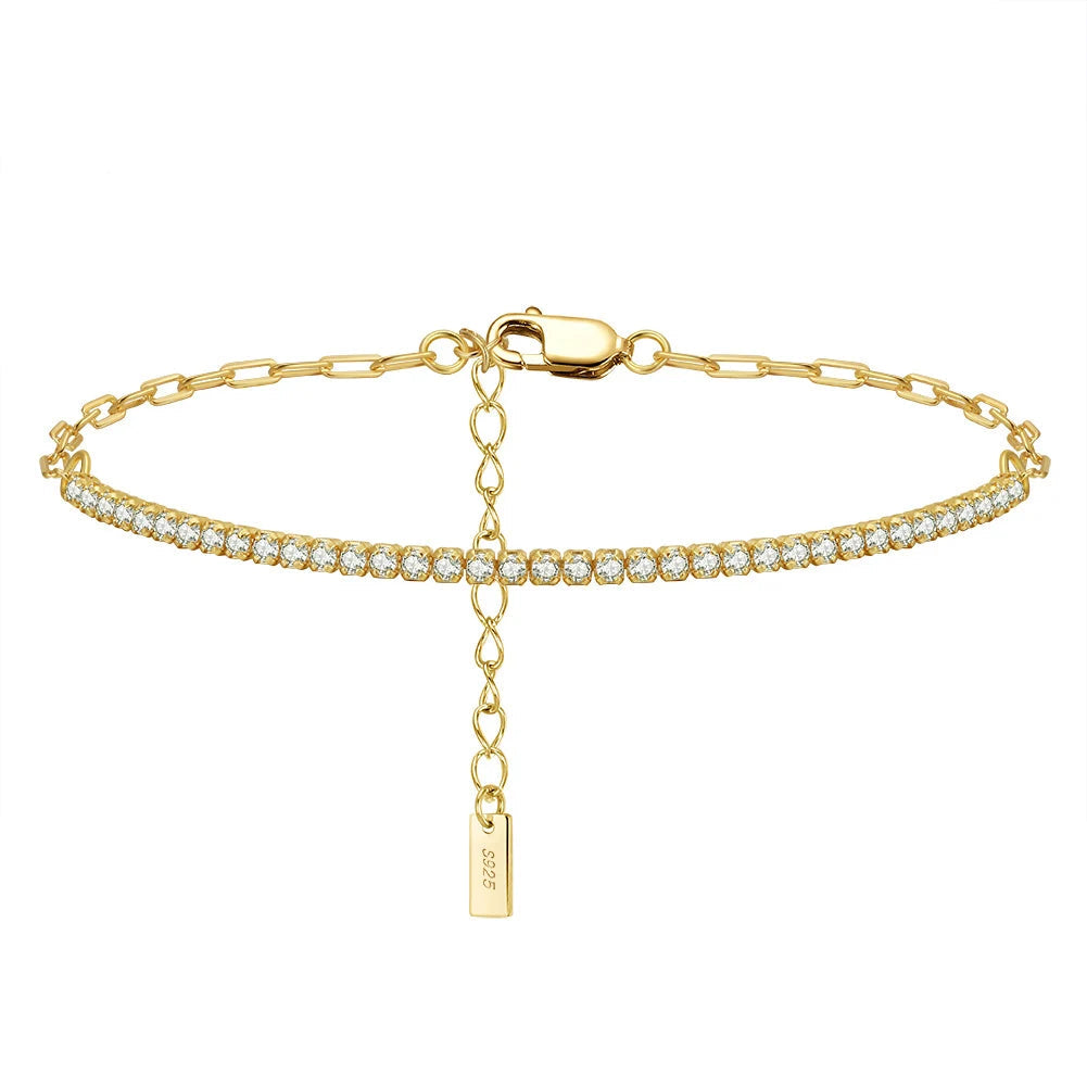 Paperclip Tennisarmband 925 Silver - 14K Guldplätering Handgjort