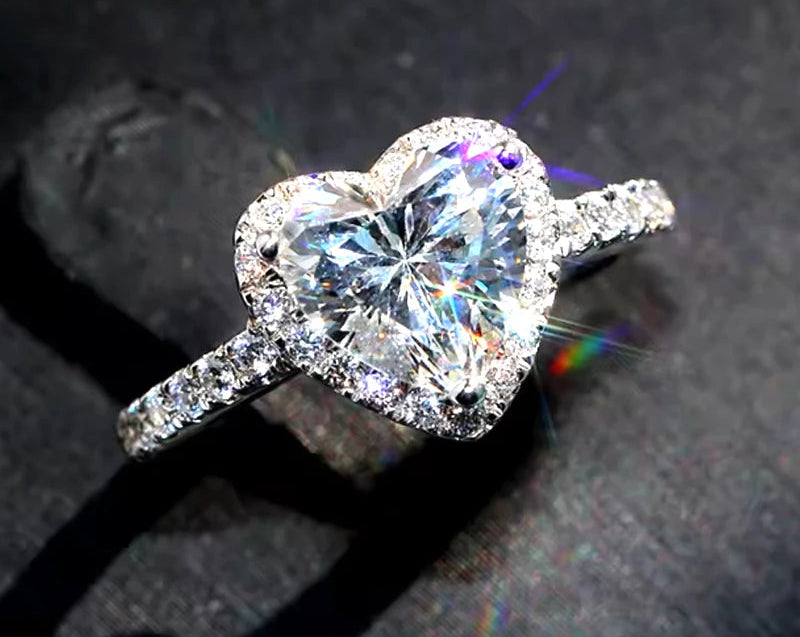 Hjärtformad Moissanite Ring 1ct - 925 Sterling Silver Förlovningsring