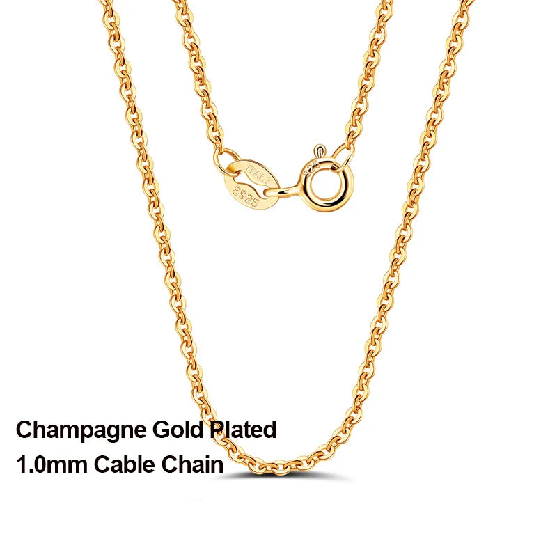 Cable Link Chain Halsband 925 Silver - 18K Guldplätering Tunn Kedja Unisex