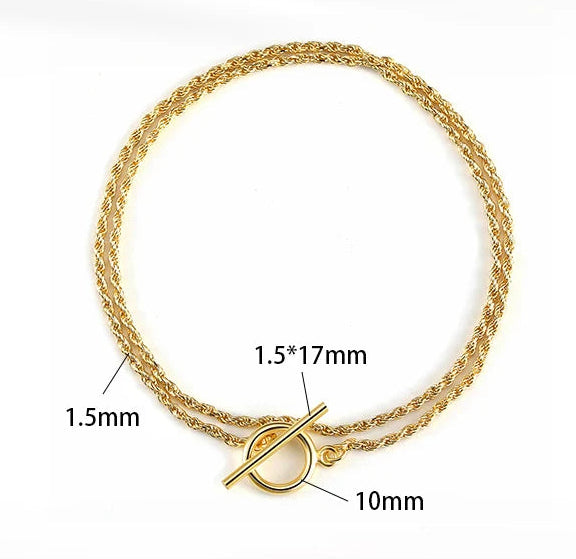 Braided Chain Armband 1.5mm 925 Silver - 14K Guldplätering OT Toggle