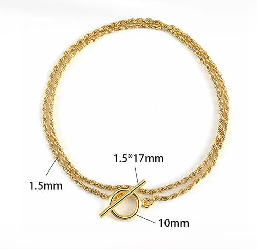 Braided Chain Armband 1.5mm 925 Silver - 14K Guldplätering OT Toggle