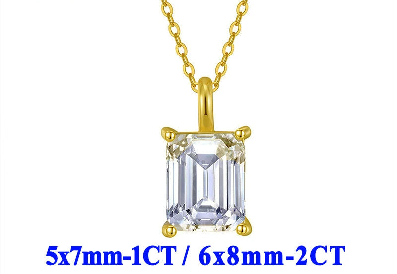 Moissanite Halsband 1-2ct - 925 Sterling Silver Guldplätering