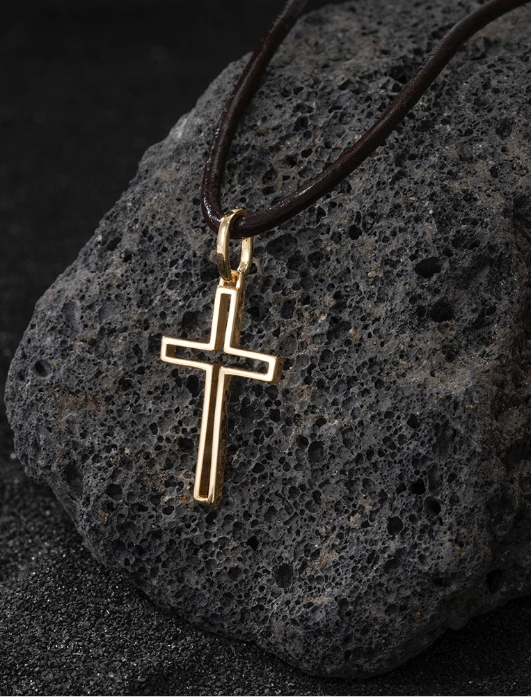 Kors Halsband 925 Silver - 18K Guldplätering Herrsmycke