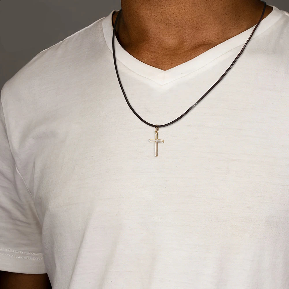 Kors Halsband 925 Silver - 18K Guldplätering Herrsmycke