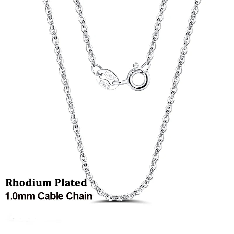 Cable Link Chain Halsband 925 Silver - 18K Guldplätering Tunn Kedja Unisex