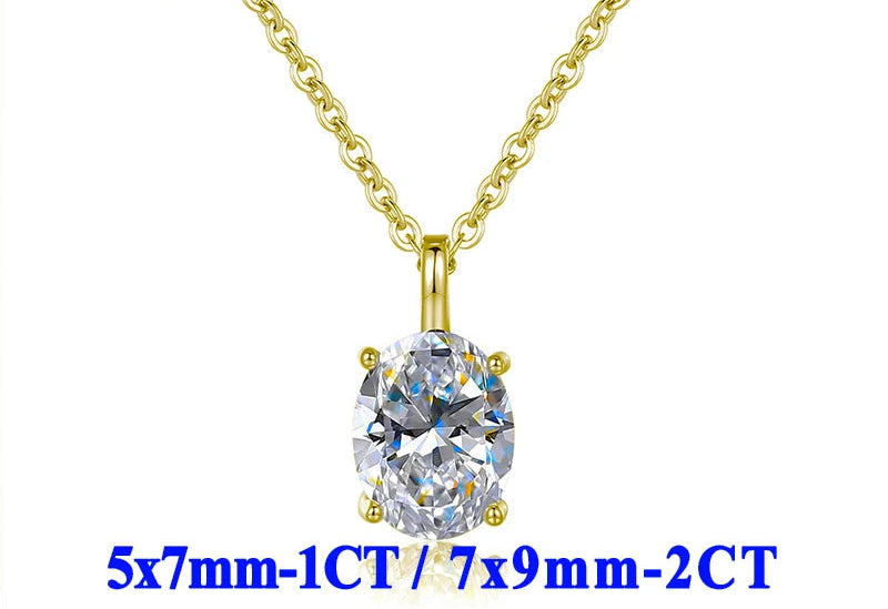 Moissanite Halsband 1-2ct - 925 Sterling Silver Guldplätering