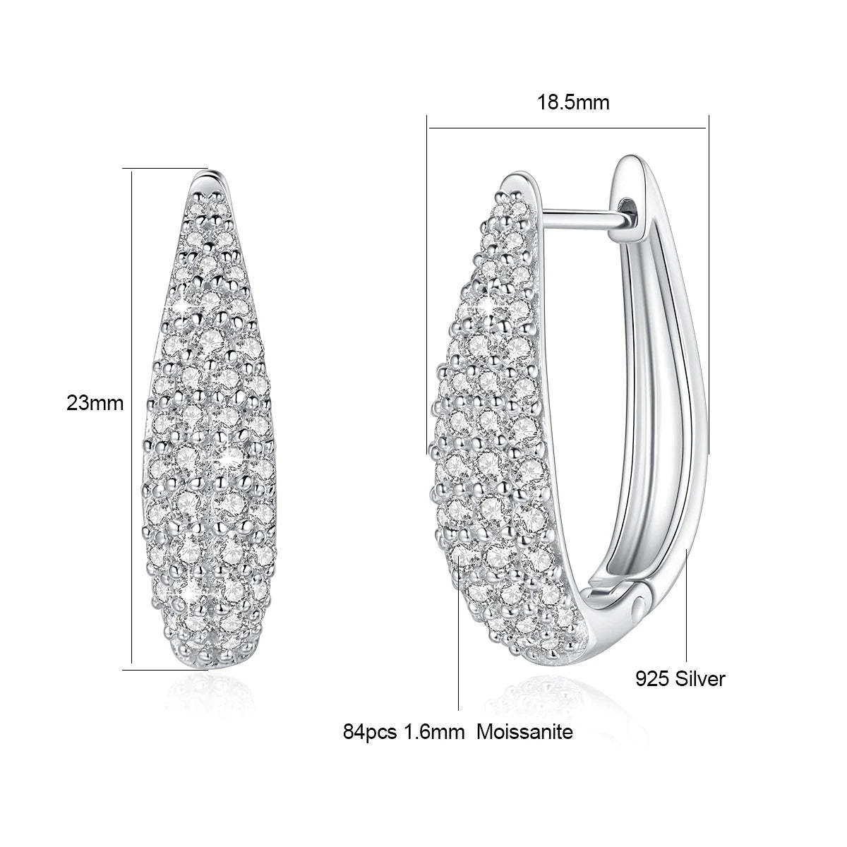 Moissanite Hoop Örhängen U-form 18K Guldplätering