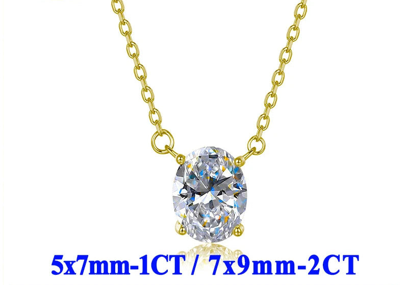 Moissanite Halsband 1-2ct - 925 Sterling Silver Guldplätering