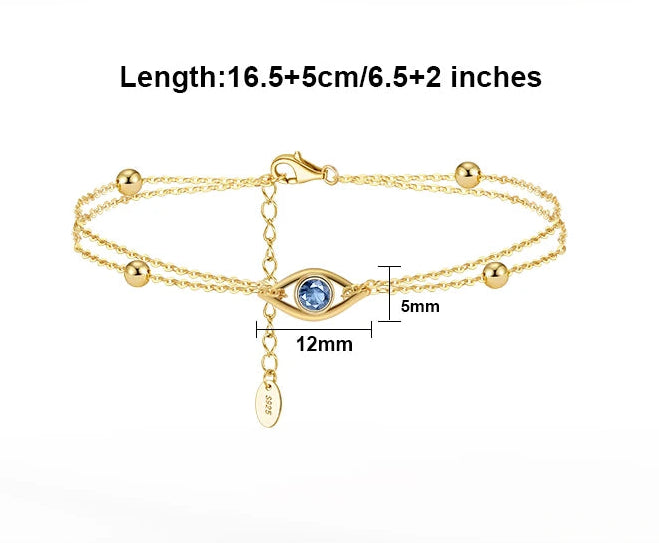 Evil Eye Armband 2-Lager - 925 Silver 14K Guldplätering