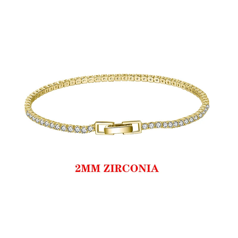 Tennis Armband 2-4mm Zirconia - 925 Silver 14K Guldplätering